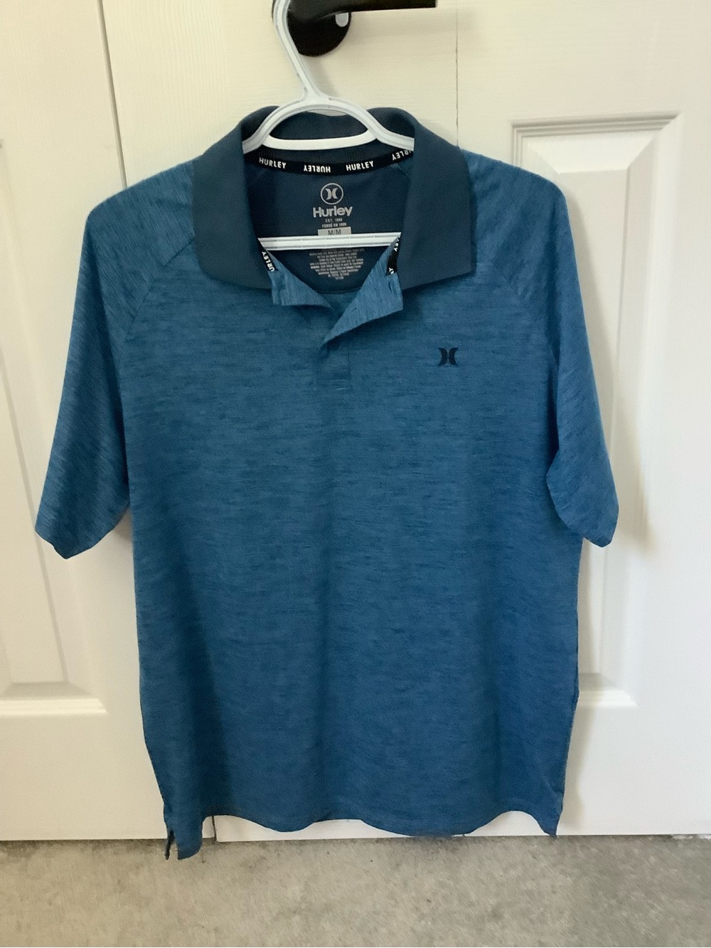 Hurley Men's Heathered Teal Polo with Dark Collar